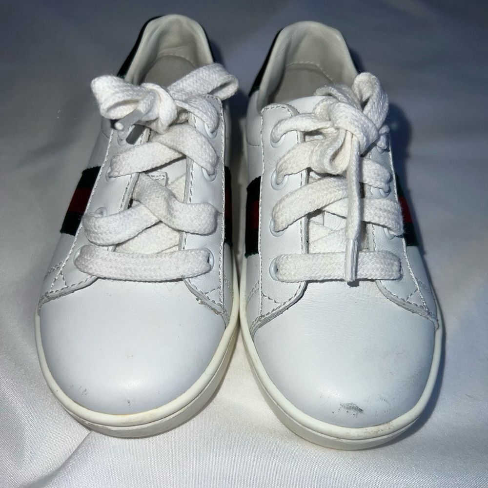GUCCI TODDLER LEATHER LOW-TOP WITH WEB SIZE 23 - Picture 3 of 5
